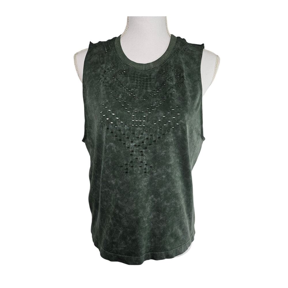 Sage Collective Women's Sleeveless Tank Top Stretch Round Neck Tribal Mesh Shirt
